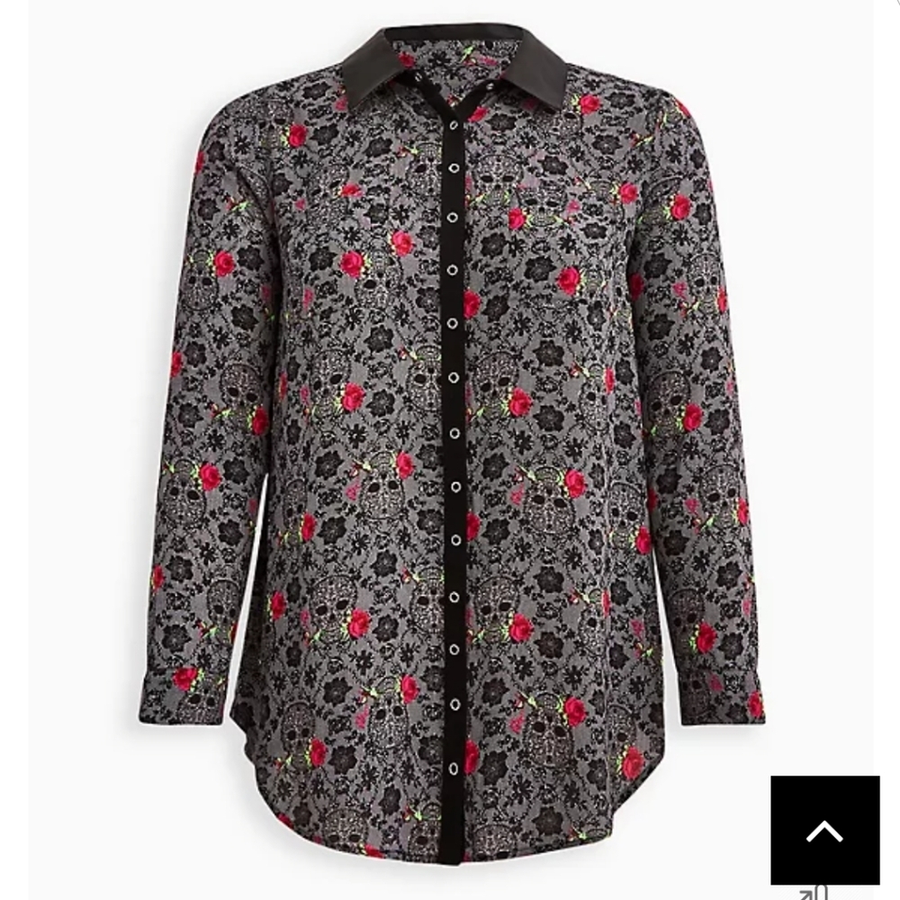 🆕💀 🌹2X BETSEY JOHNSON FLORAL SKULLS TUNIC BLOUSE 🌹 💀